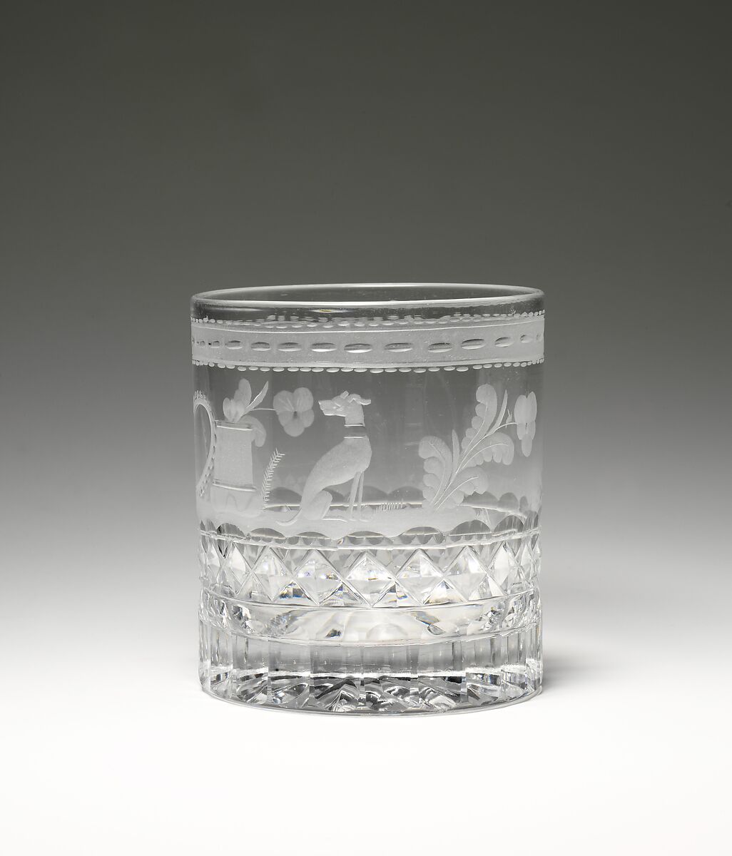 Tumbler, Bakewell, Page &amp; Bakewell (1808–1882), Blown, cut, and engraved glass, American 