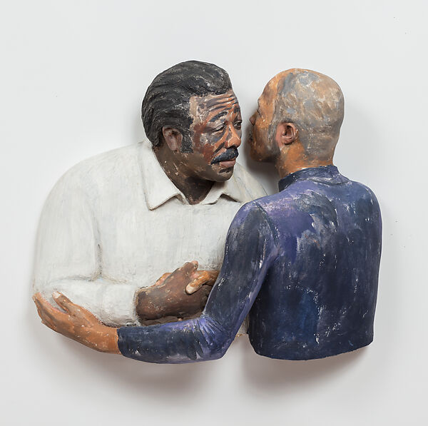 Michael Weathers Greeting his Father, John Ahearn (American, born Binghamton, New York, 1951), Acrylic on plaster 