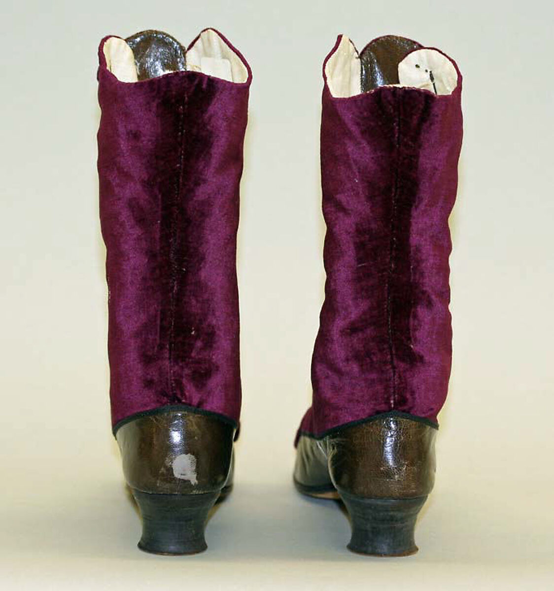 Boots, leather, cotton, probably American