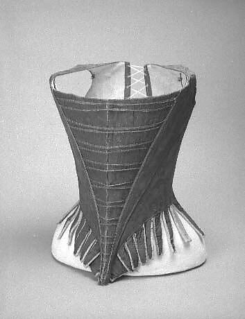 Bodice, silk, leather, iron, baleen, linen, European