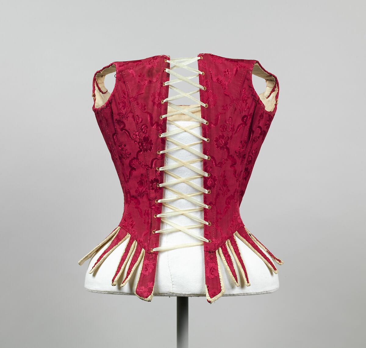 Bodice, silk, leather, iron, baleen, linen, European