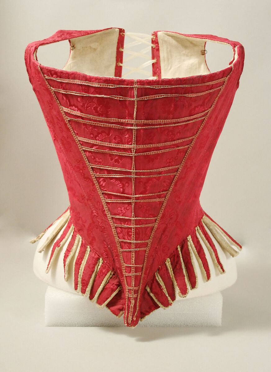 Bodice, silk, leather, iron, baleen, linen, European