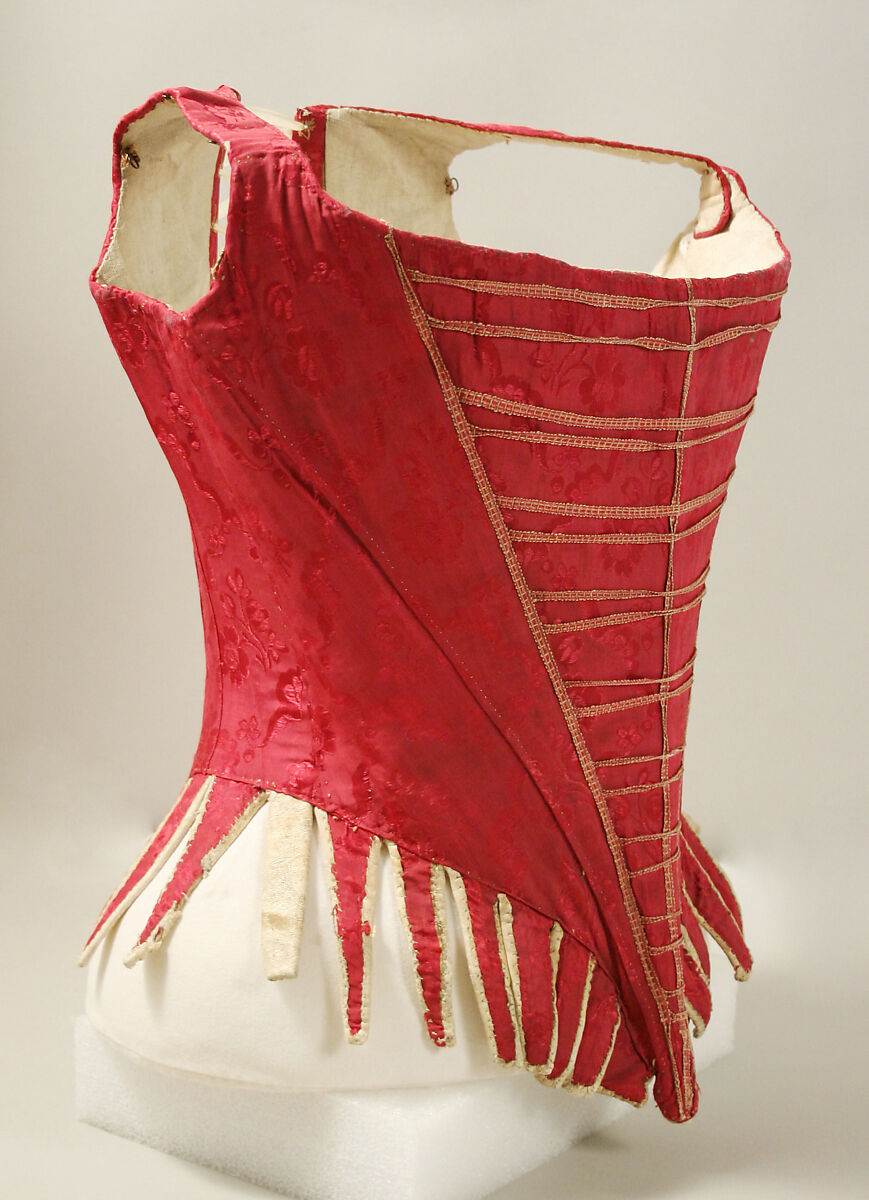 Bodice, silk, leather, iron, baleen, linen, European