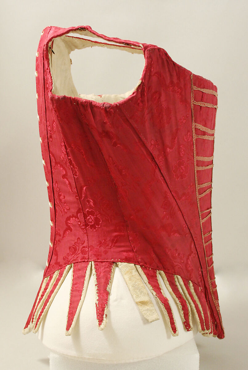 Bodice, silk, leather, iron, baleen, linen, European