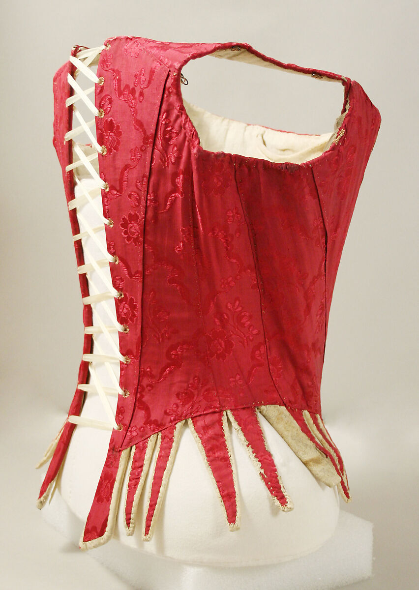 Bodice, silk, leather, iron, baleen, linen, European