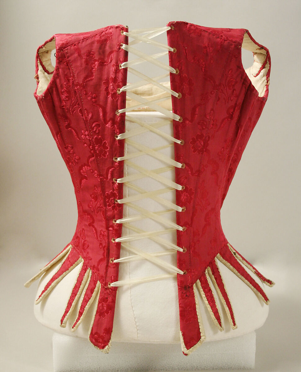 Bodice, silk, leather, iron, baleen, linen, European
