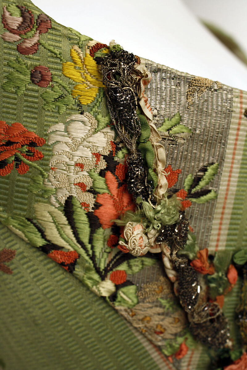 Bodice, silk, metal thread, European