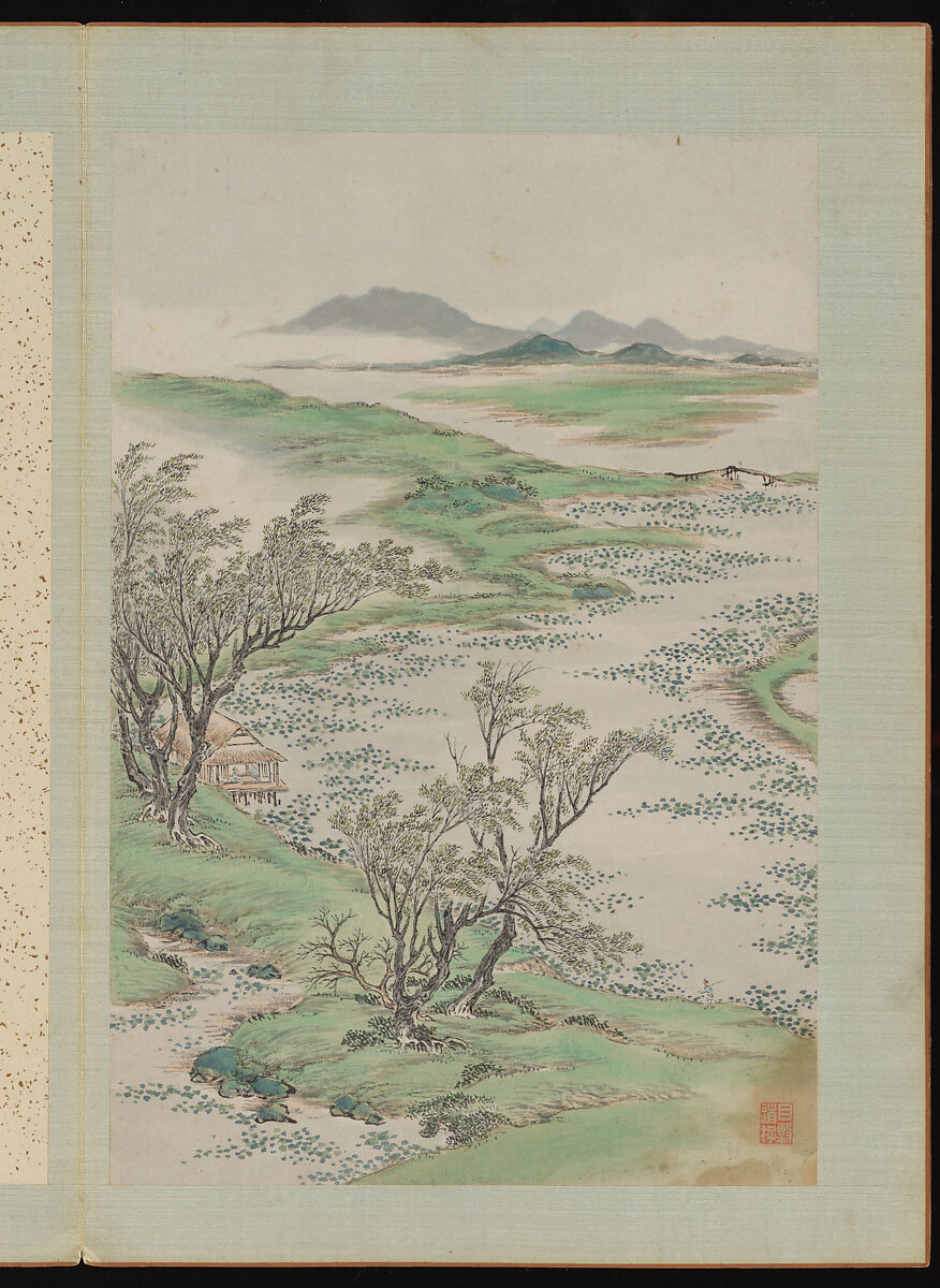 Landscapes, Shangrui (Chinese, born 1634–?), Album of eight leaves; ink and color on paper, China