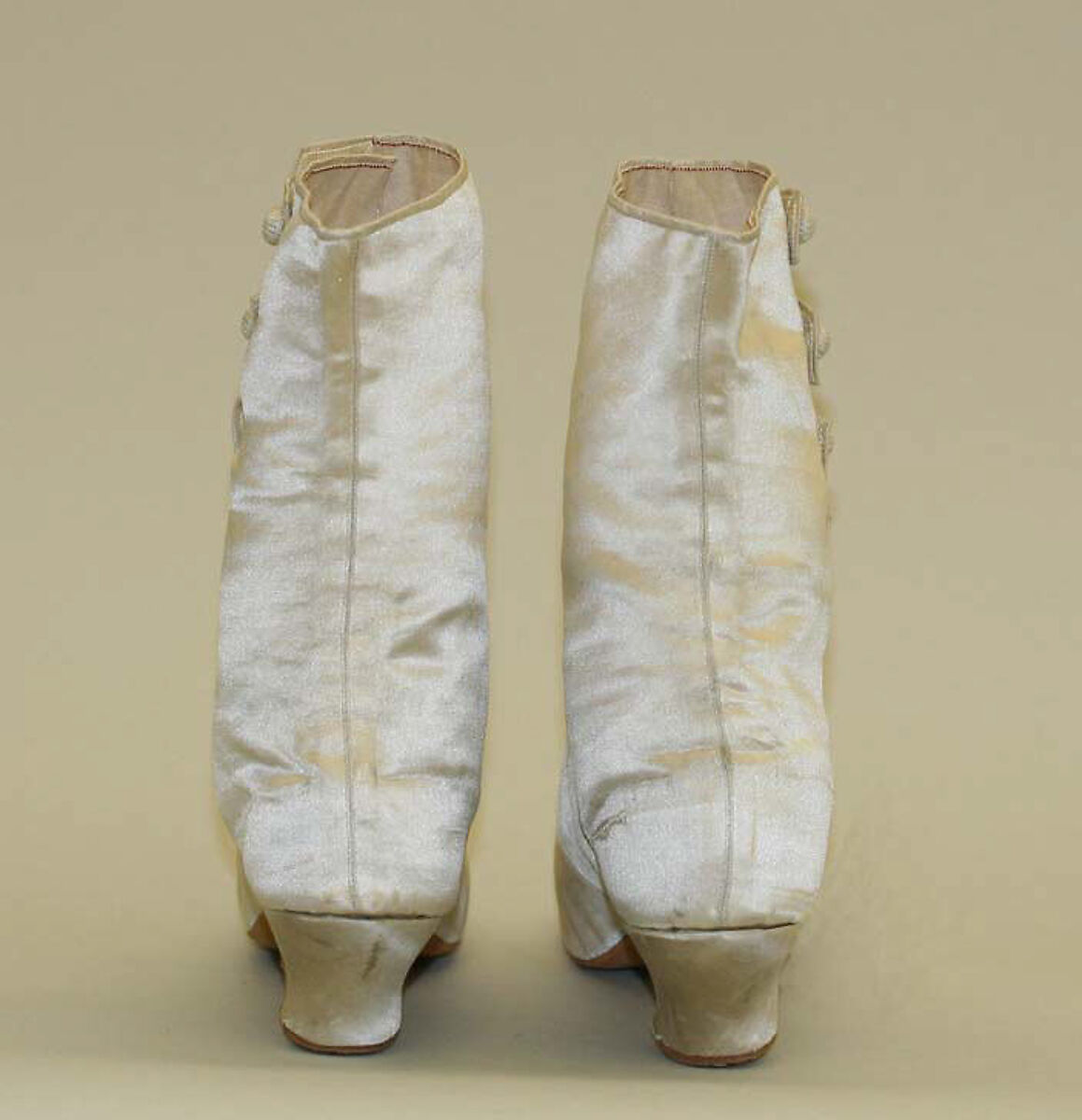 Wedding boots, silk, leather, wood, American