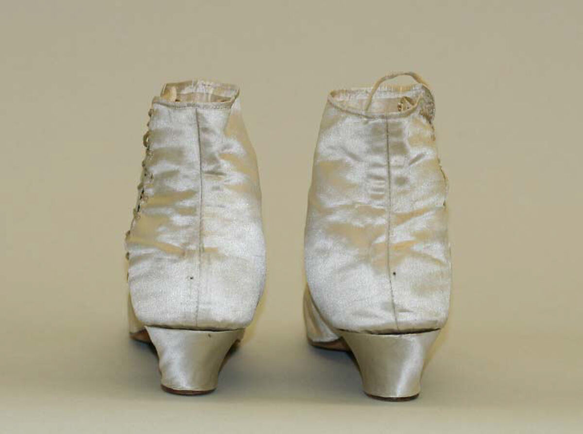 Boots, silk, leather, cotton, European