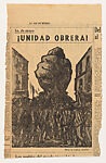 A raised fist supported by workers celebrating May Day, for the newspaper 
