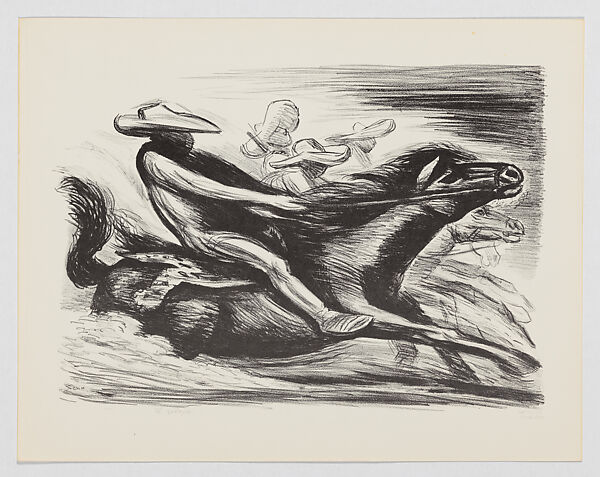 Galloping riders on horses (El Galope), from "Eight Studies by Mexican Masters of Graphic Arts", José Chávez Morado (Mexican, 1909–2002), Lithograph 