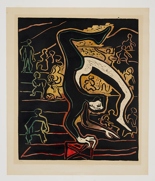 Acrobat, Alfredo Zalce (Mexican, Pátzcuaro, Michoacán 1908–2003 Morelia), Color linocut 