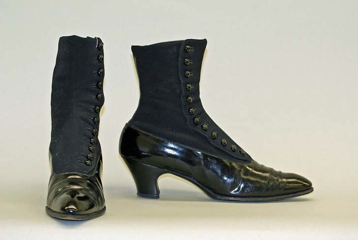 Boots, leather, cotton, wool, American 