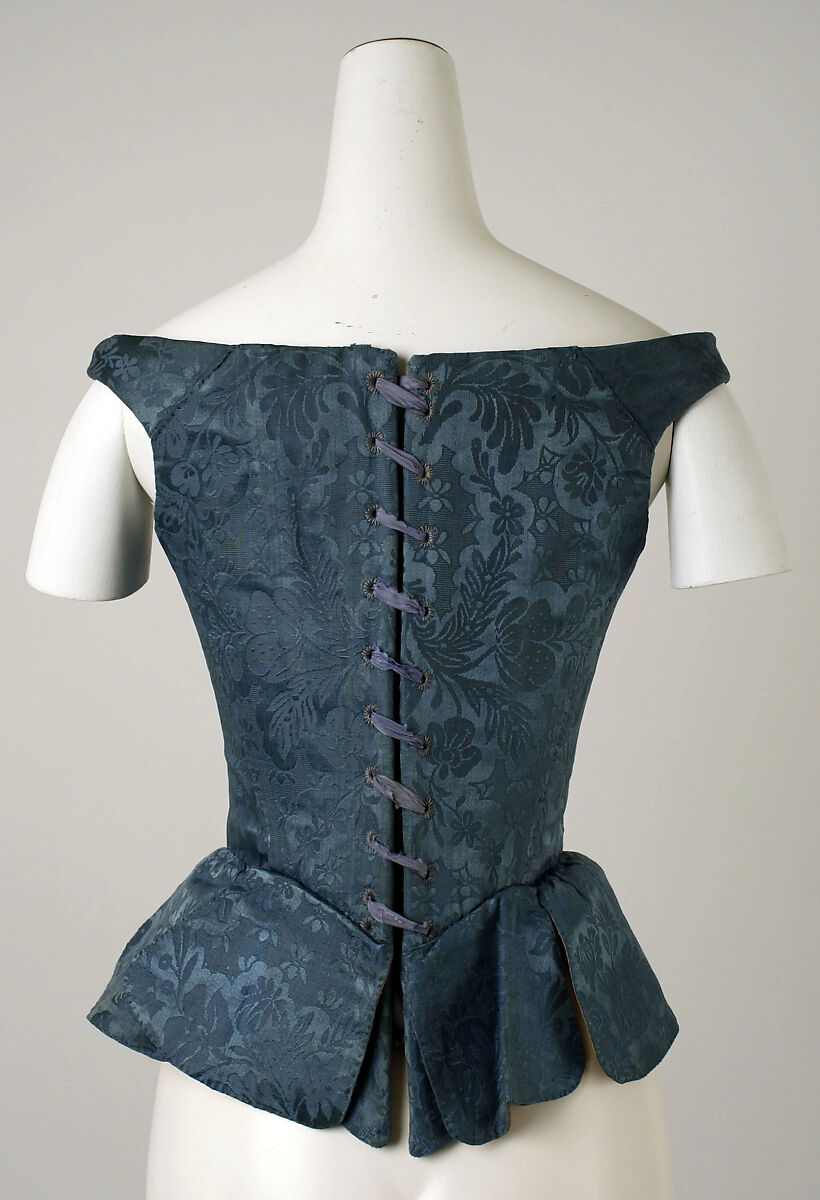 Corset, silk, baleen, leather, cotton, European