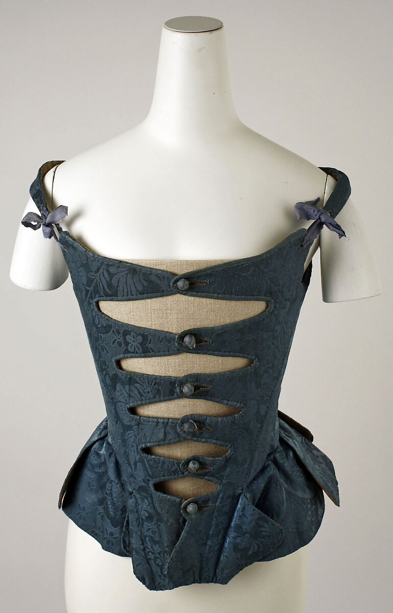 Corset, silk, baleen, leather, cotton, European 