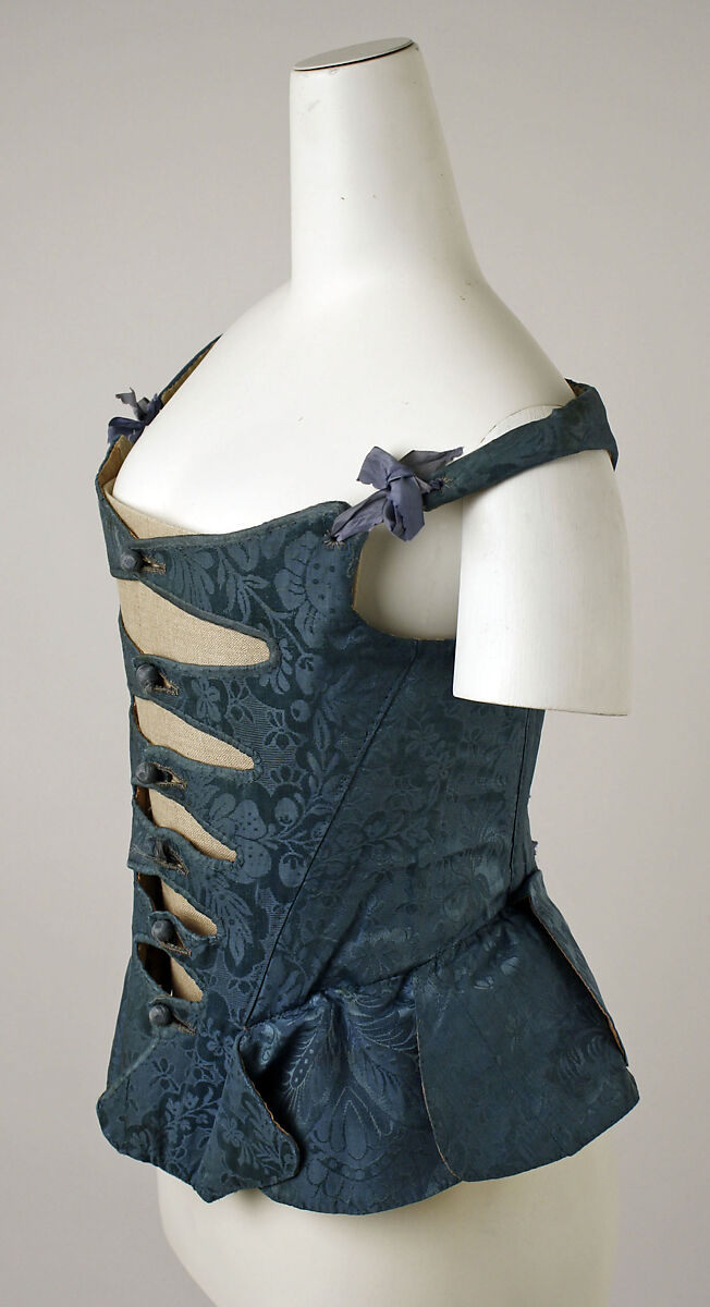 Corset, silk, baleen, leather, cotton, European