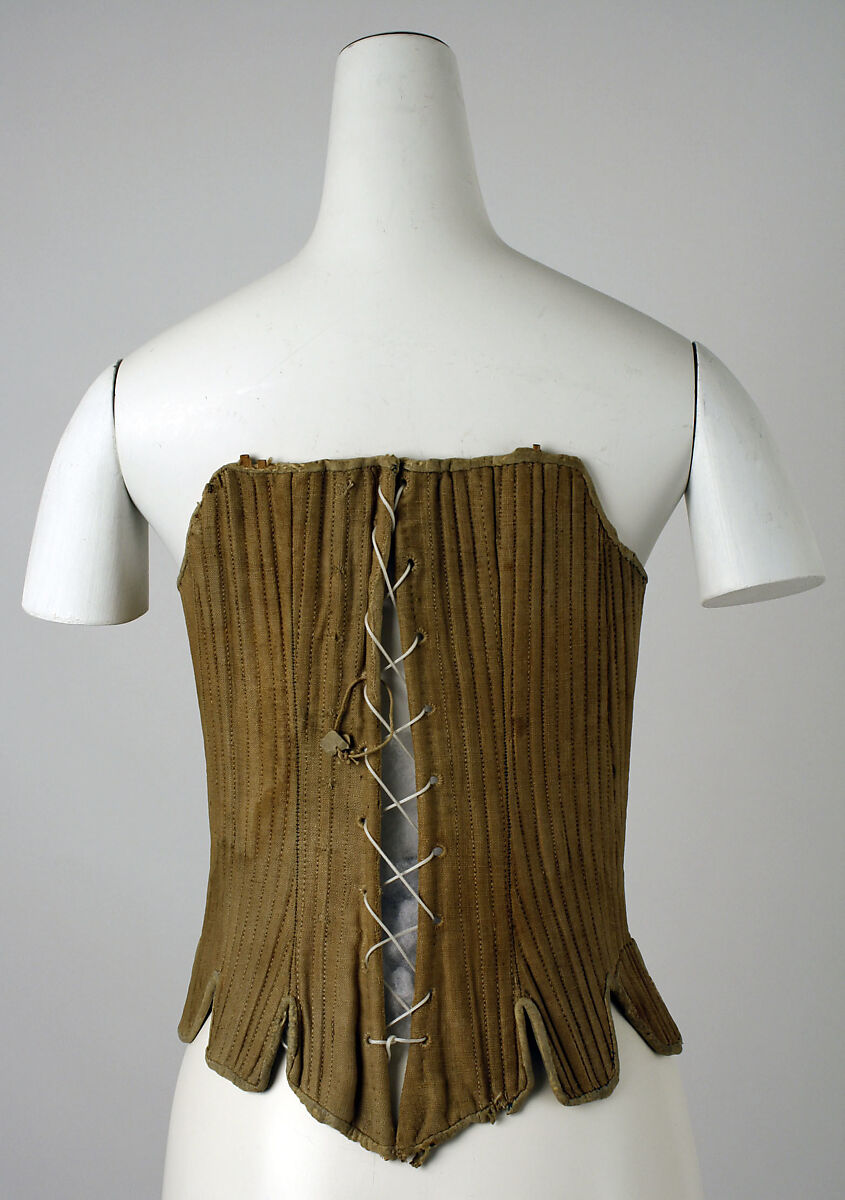 Corset, linen, wood, American