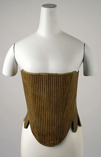 Corset (Stays), 1740–60, American, linen, leather, whalebone