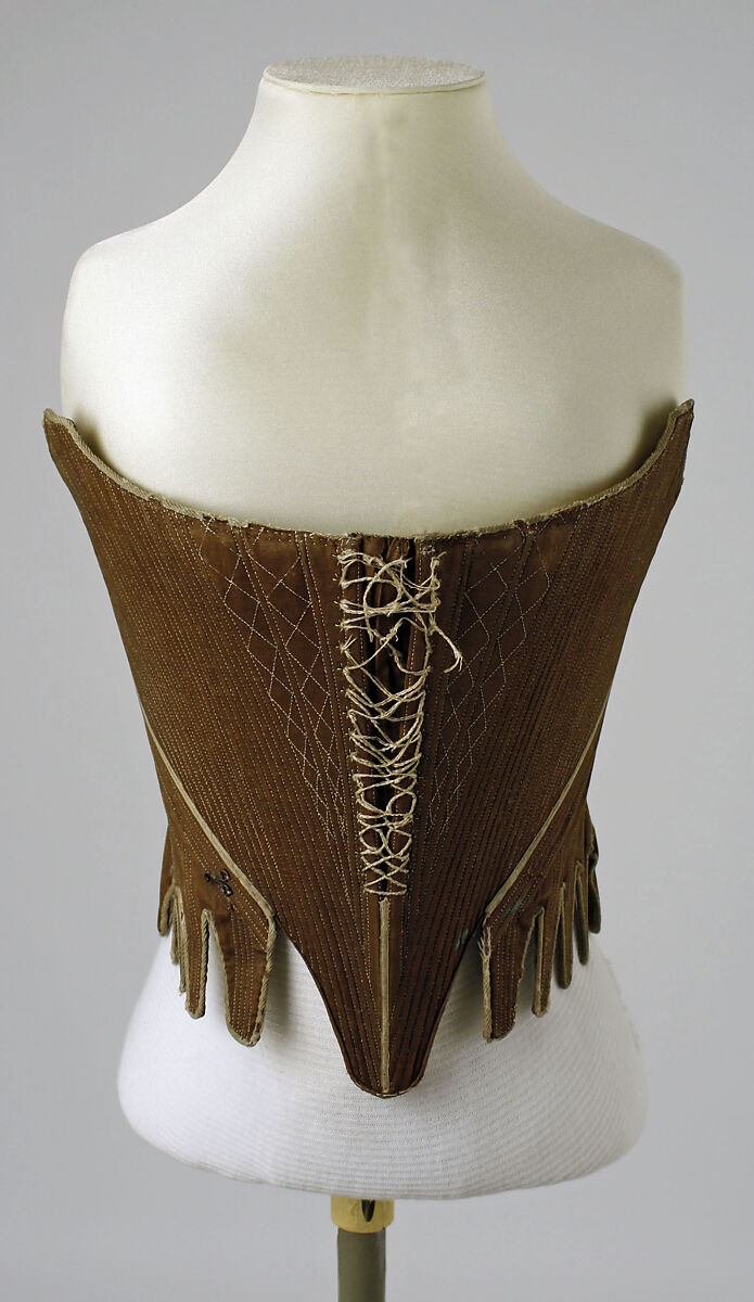 Corset, cotton, flax, wood, metal, British 