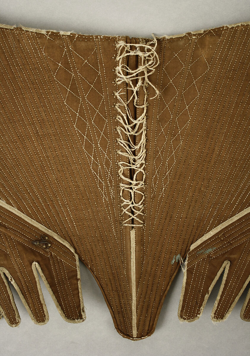 Corset, cotton, flax, wood, metal, British