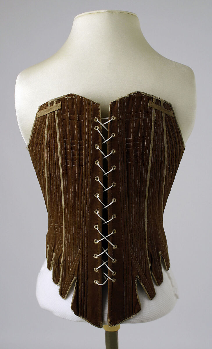 Corset, cotton, flax, wood, metal, British