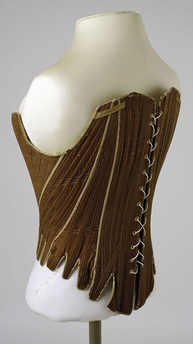 Corset, cotton, flax, wood, metal, British