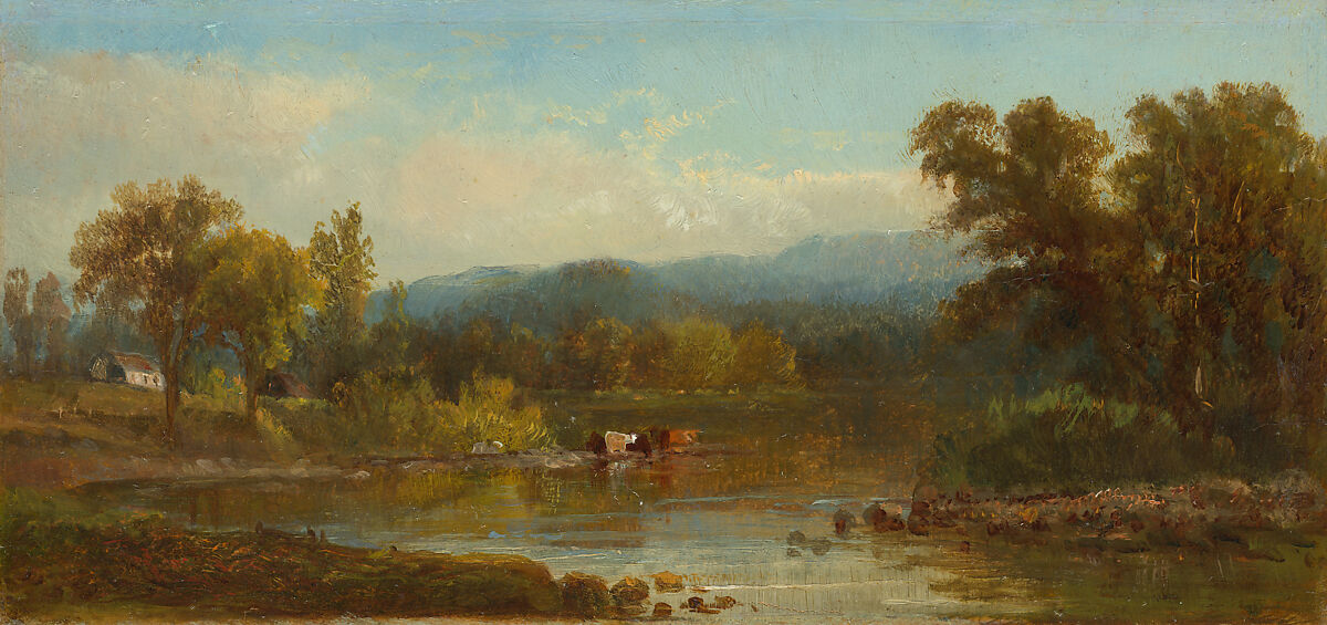 On the Hudson River, Near Idlewild, Eliza Pratt Greatorex (American (born Ireland), Manorhamilton 1819/20–1897 Paris), Oil on paper mounted to board, American 