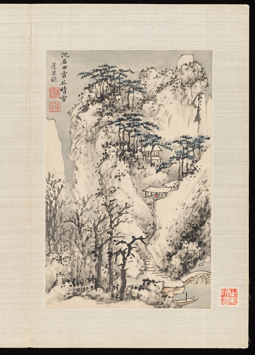 Landscapes after old masters, Pan Gongshou (Chinese, 1741–1794), Album of eight leaves; ink and color on paper, China