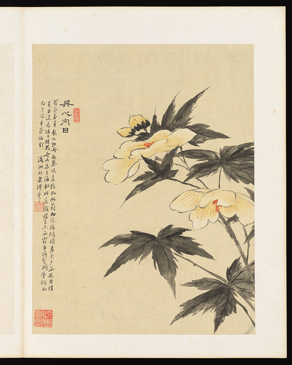 Flowers, Liang Yuwei (Chinese, 1844–1917), Album of twelve leaves; ink and color on silk, China