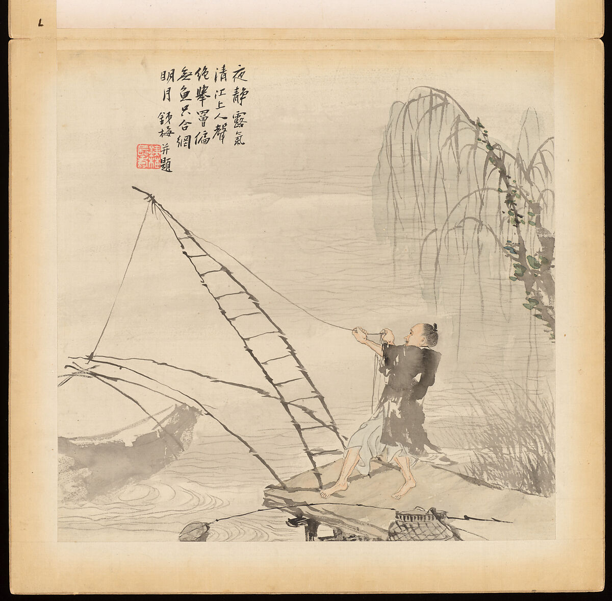 Historical and legendary figures, Hu Zhang (Chinese, 1848–1899), Album of twelve leaves; ink and color on silk, China