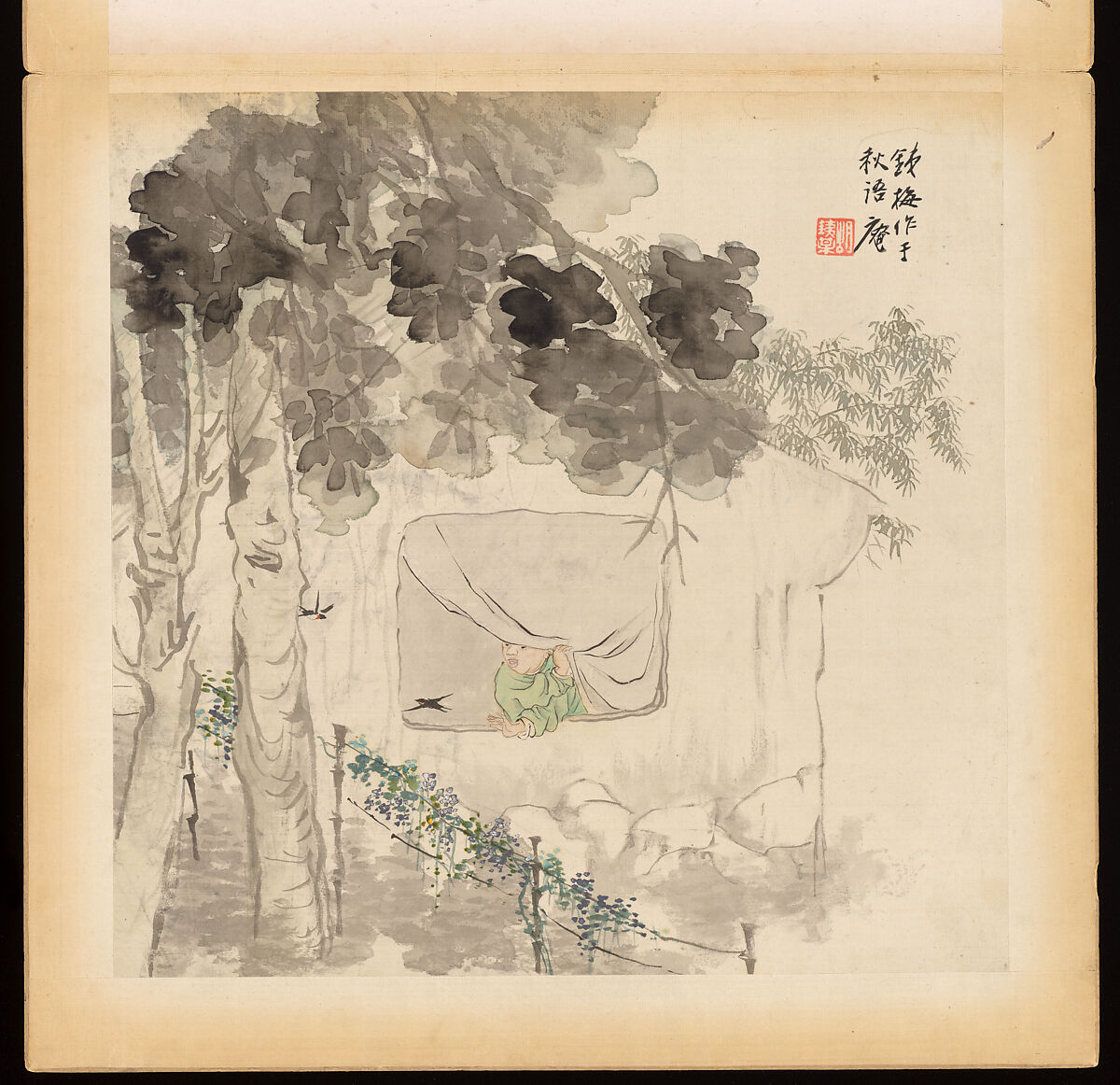Historical and legendary figures, Hu Zhang (Chinese, 1848–1899), Album of twelve leaves; ink and color on silk, China