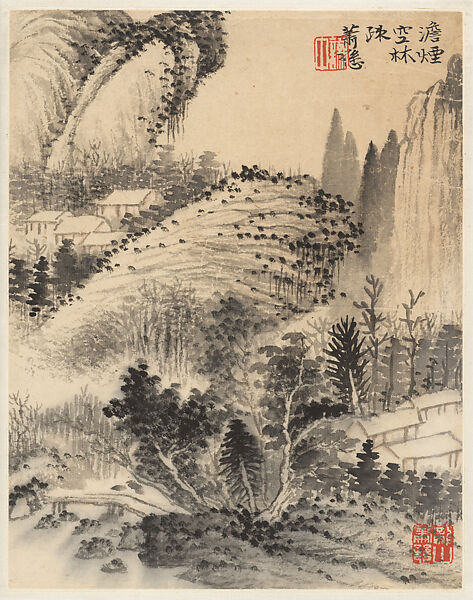 Landscapes after Shitao, Xiao Sun (Chinese, 1883–1944), Four album leaves; ink and color on paper, China