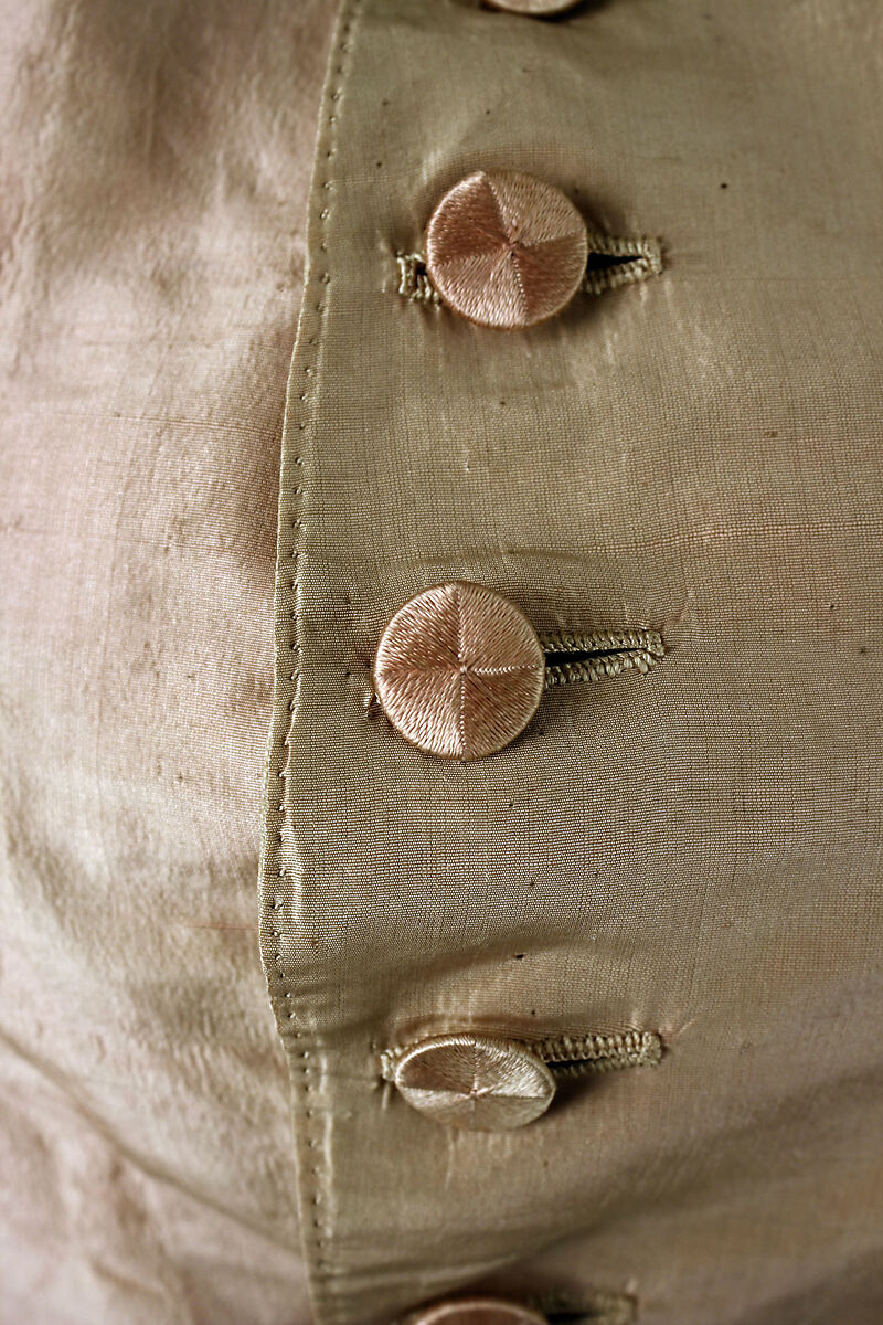 Riding waistcoat, silk, linen, probably British