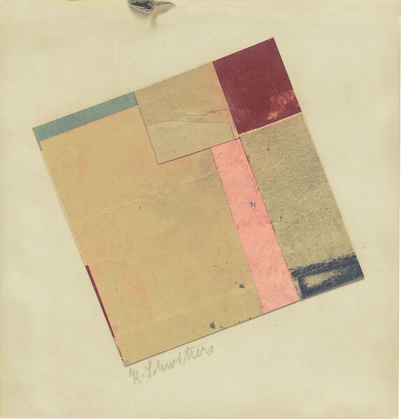 Ohne Titel (Diagonal Merz), Kurt Schwitters (German, Hanover 1887–1948 Kendal), Collage, chalk, and paper on paper 