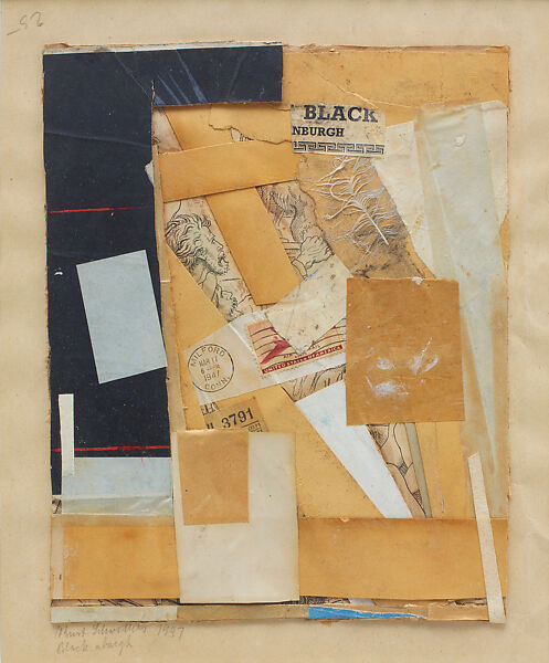 Black Nburgh, Kurt Schwitters (German, Hanover 1887–1948 Kendal), Collage on paper laid down on the artist's mount 