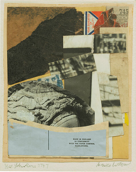A nice butom, Kurt Schwitters (German, Hanover 1887–1948 Kendal), Collage, paper, photograph on cardboard, paper on cardboard 