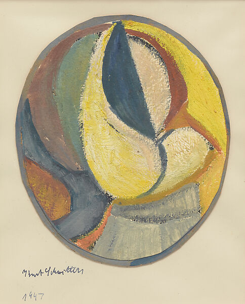 Kurt Schwitters - Ohne Titel (Ovales Bild mit geschwungener