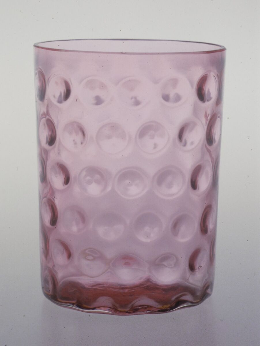 Tumbler, Probably Hobbs, Brockunier and Company (1863–1891), Pressed cranberry glass, two-piece mold, American 