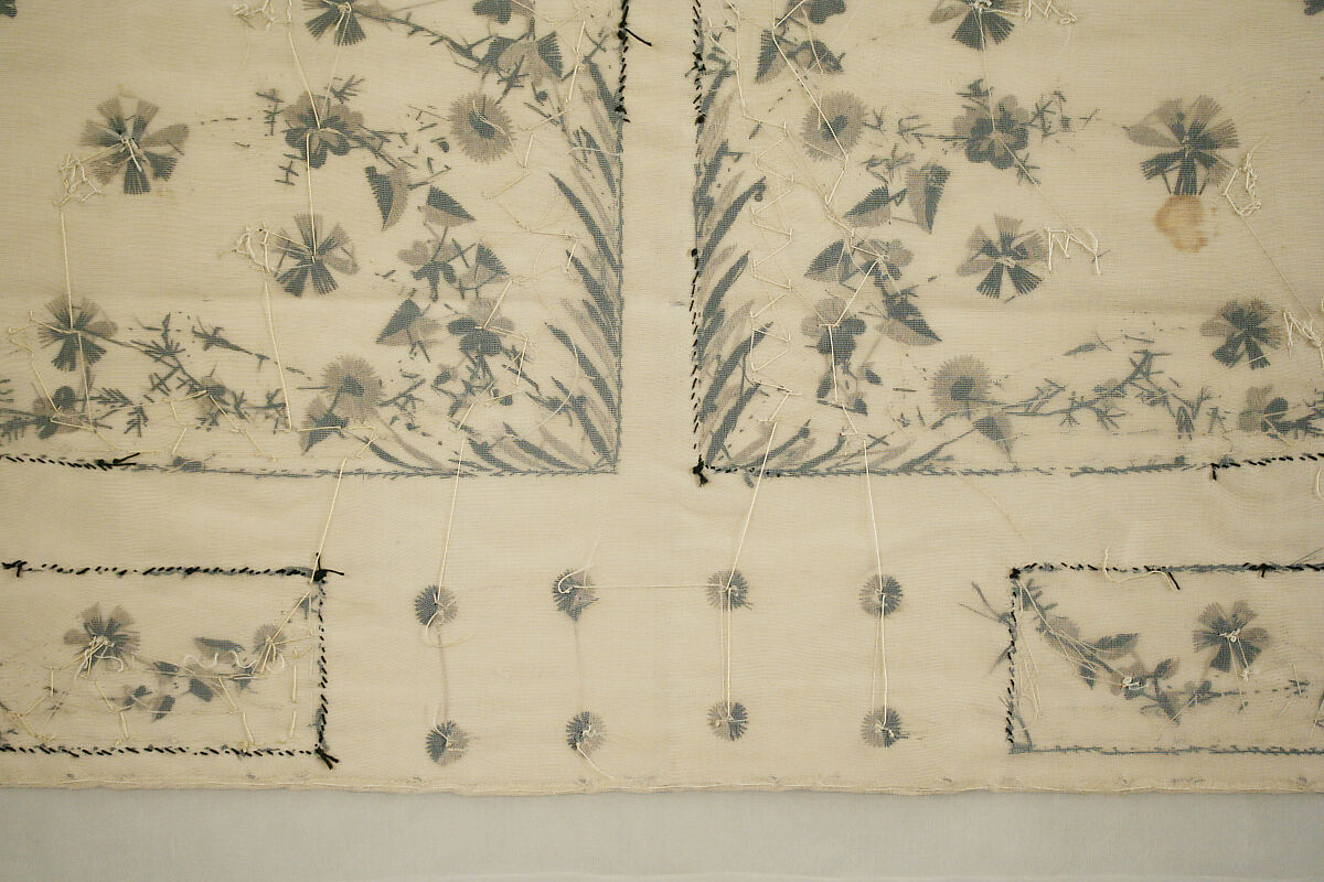 Waistcoat panel, silk, metal sequins, French