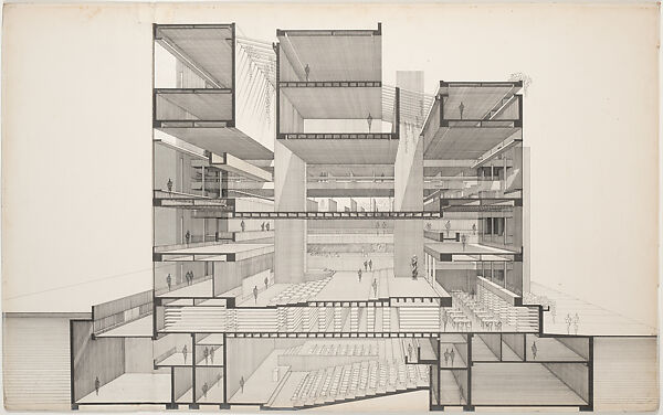 Paul Rudolph | Perspective section drawing of the Art and Architecture ...