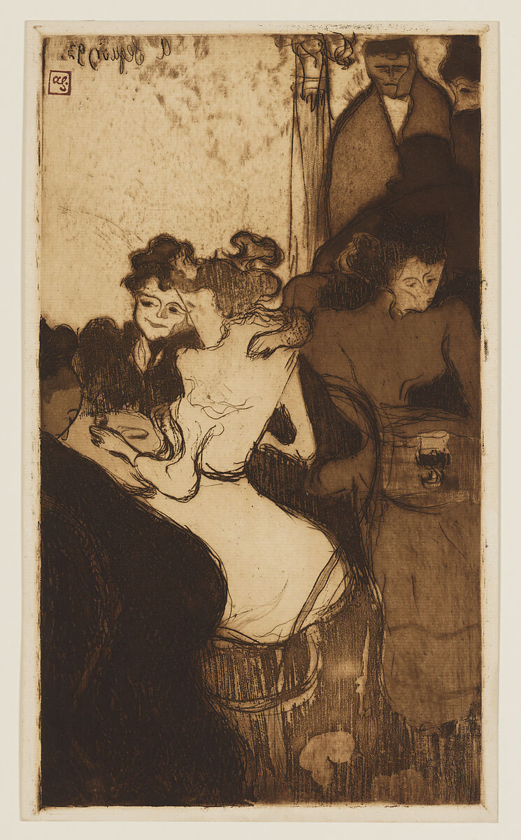 The Bar (Le Bar), Armand Séguin (French, Brittany 1869–1903 Finistère, Brittany), Etching, soft-ground, and aquatint with roulette and open-bite in brown ink; second state of two 