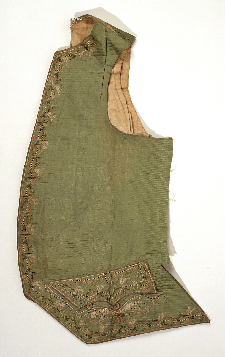 Waistcoat, silk, linen, American or European