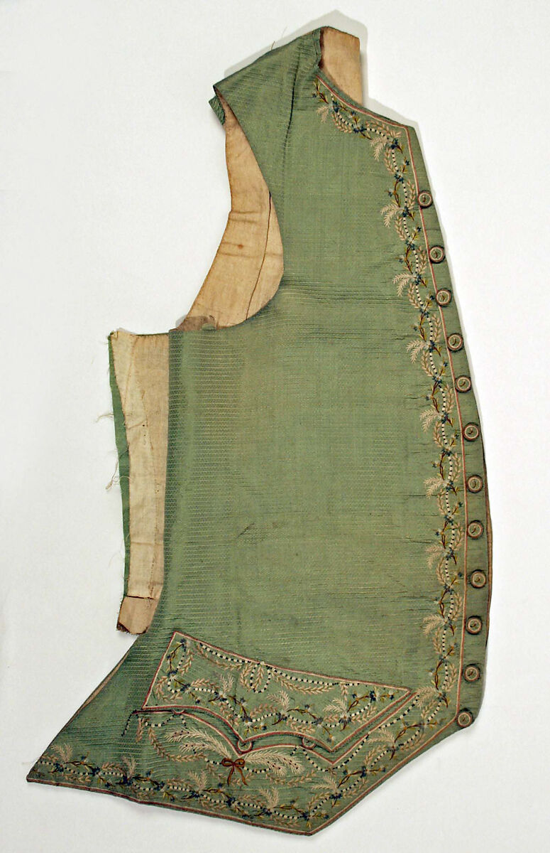 Waistcoat, silk, linen, American or European 