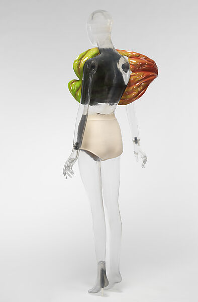 Look 7, LOEWE (Spanish, founded 1846), (a–c,) polyester, (d) viscose, polyester, Spanish