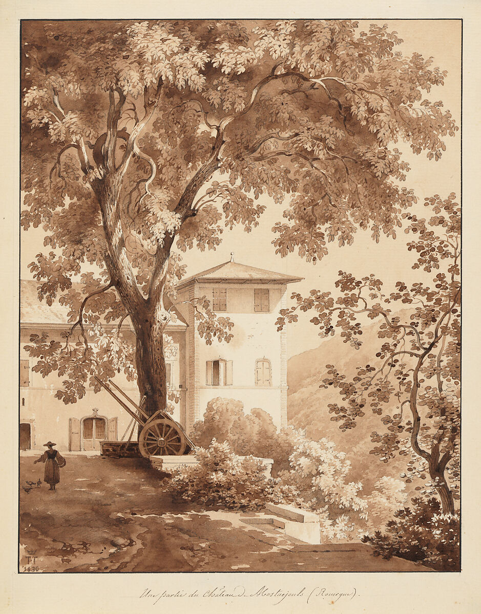 Part of the Chateau de Mostuéjouls, Lancelot Théodore Turpin de Crissé (French, Paris 1782–1859 Paris), Pen and brown ink, brush and brown wash over graphite 