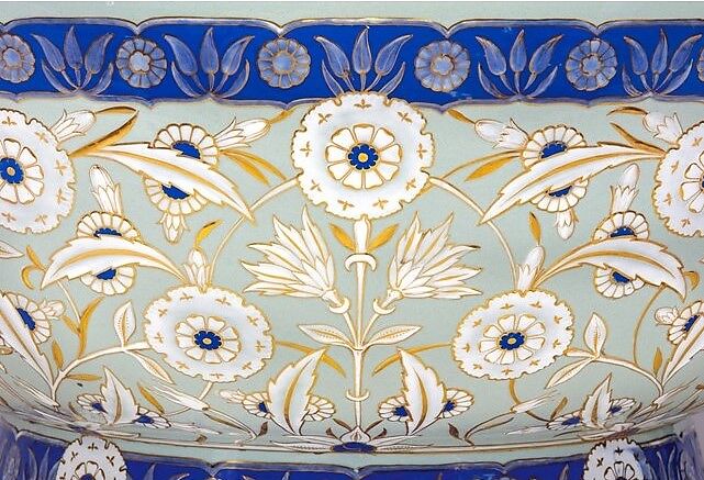 Large Ceramic Bowl, Sèvres Manufactory (French, 1740–present), Hard-paste porcelain; pâte-sur-pâte, polychrome glaze, and gold