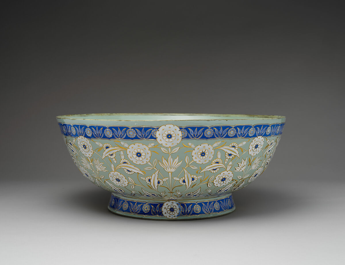 Large Ceramic Bowl, Sèvres Manufactory (French, 1740–present), Hard-paste porcelain; pâte-sur-pâte, polychrome glaze, and gold