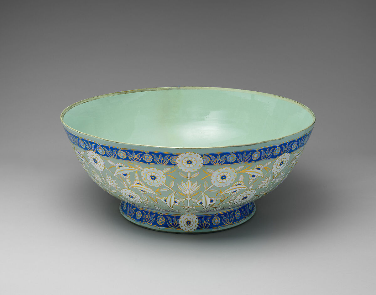 Large Ceramic Bowl, Sèvres Manufactory (French, 1740–present), Hard-paste porcelain; pâte-sur-pâte, polychrome glaze, and gold