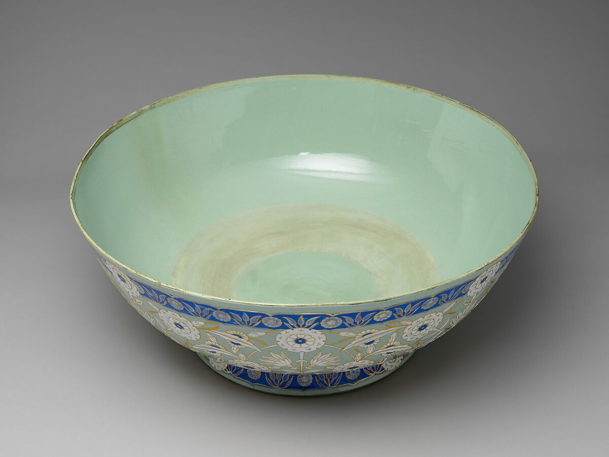 Large Ceramic Bowl, Sèvres Manufactory (French, 1740–present), Hard-paste porcelain; pâte-sur-pâte, polychrome glaze, and gold